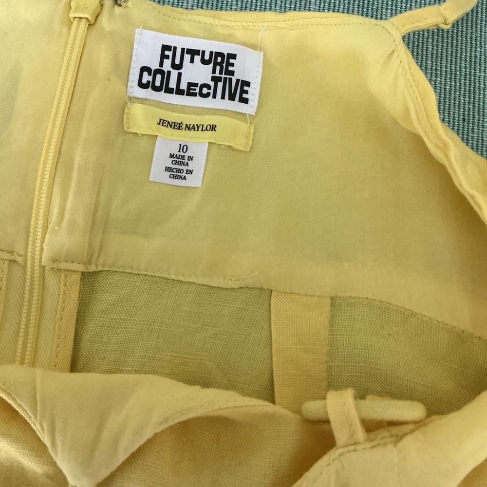 Women's Yellow Cutout Midi Dress - Spaghetti Strap Summer Dress Size 10 - Picture 2 of 9